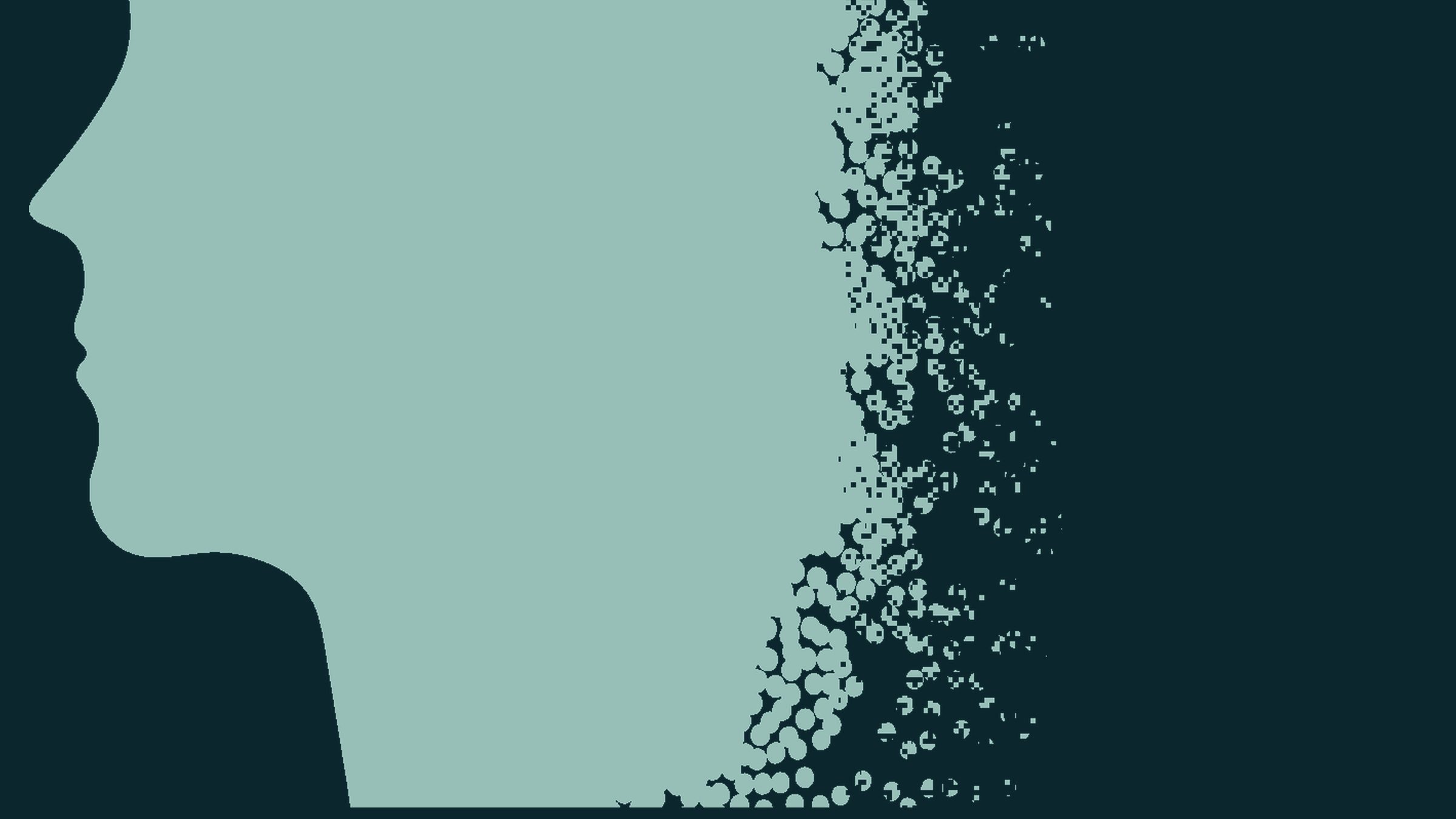 The mark blown up past the frame — one profile, cropped on all four edges, the dispersal field running off into the ground.