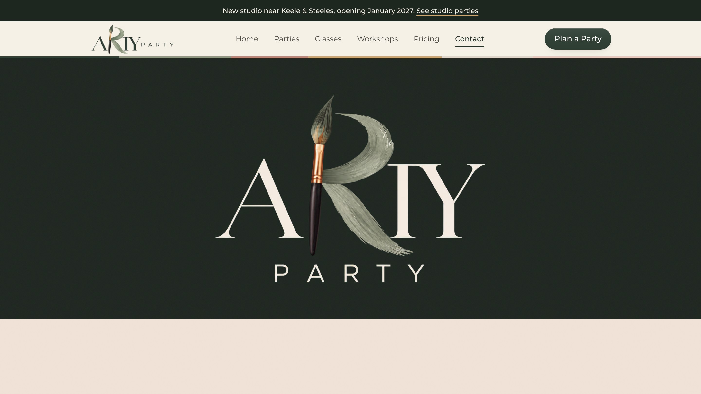 Arty Party website, the brush logo plate