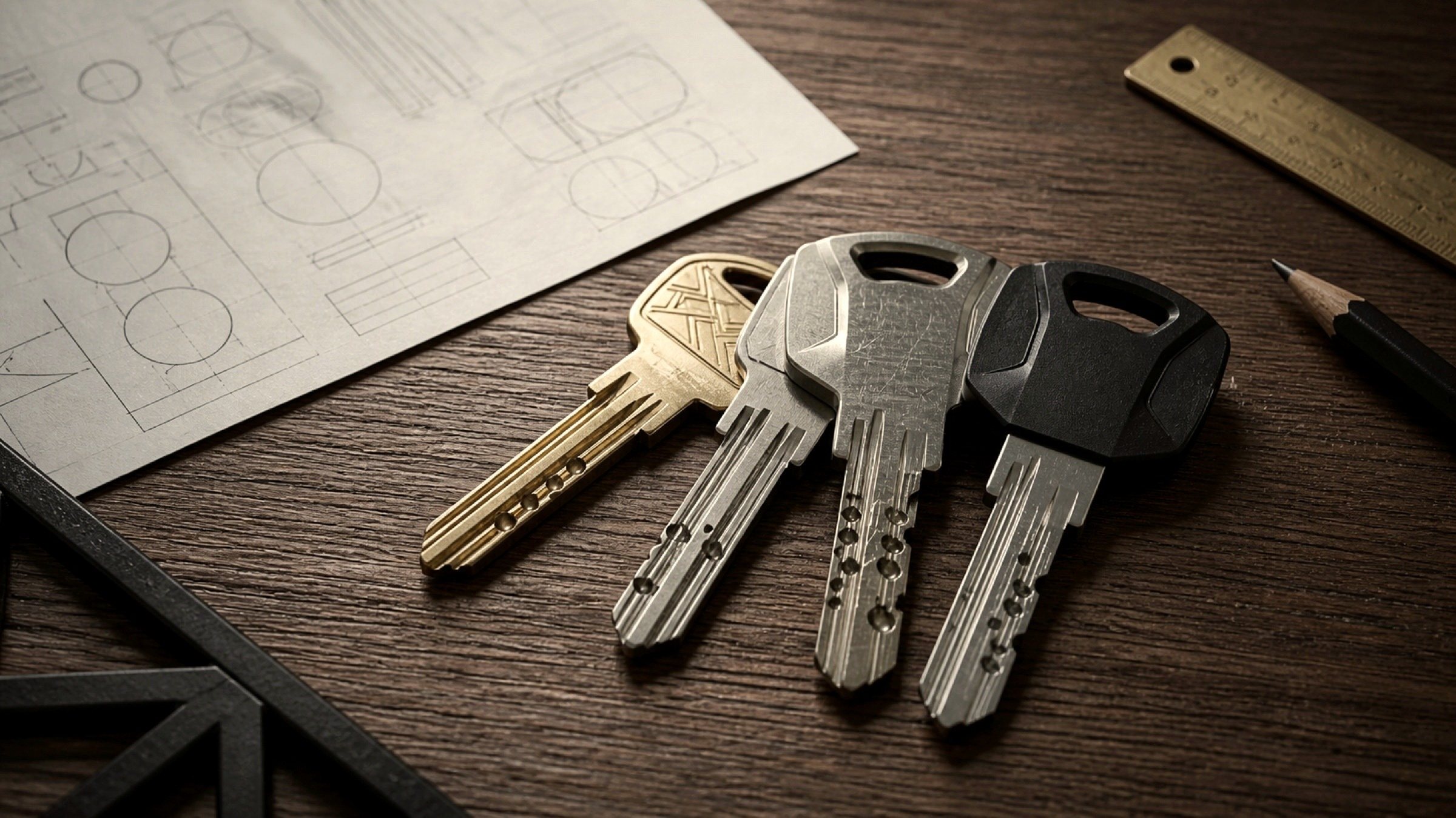 A master-key system laid out against its own cut sheet.