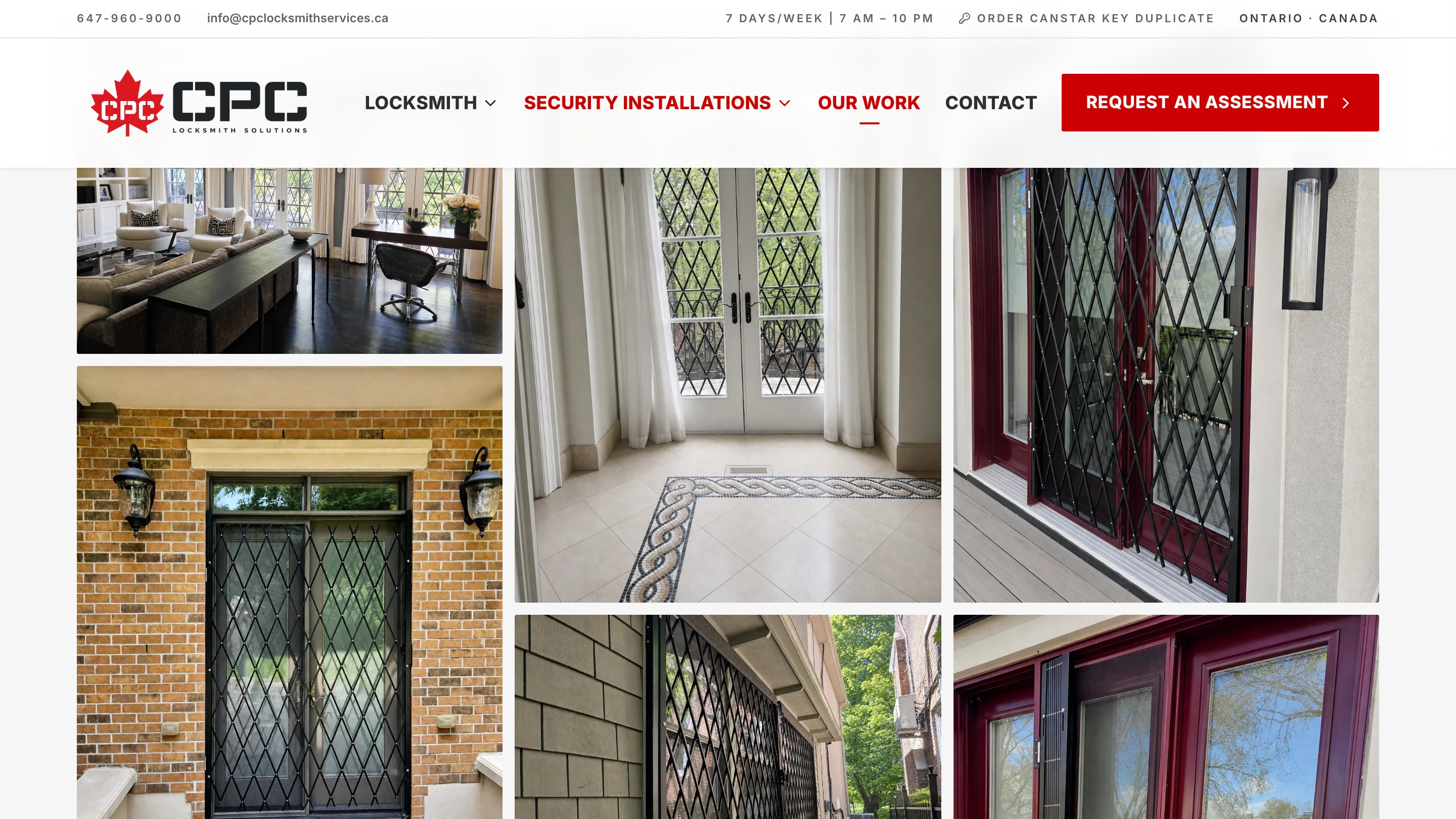 CPC Locksmith website, our work, installed gates and bars