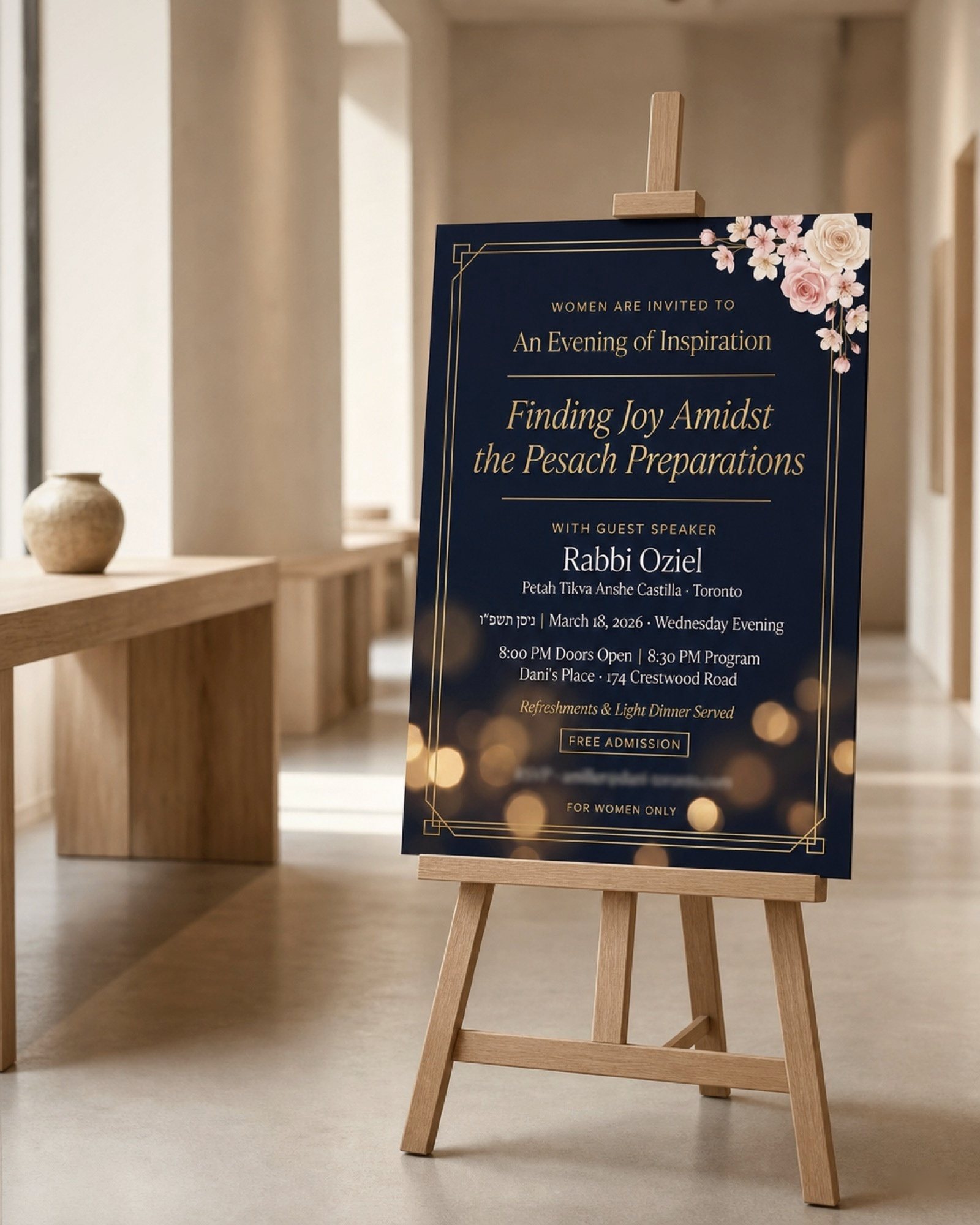 An Evening of Inspiration — Rabbi Oziel's Pesach talk, printed for the women's program at Dani's Place.