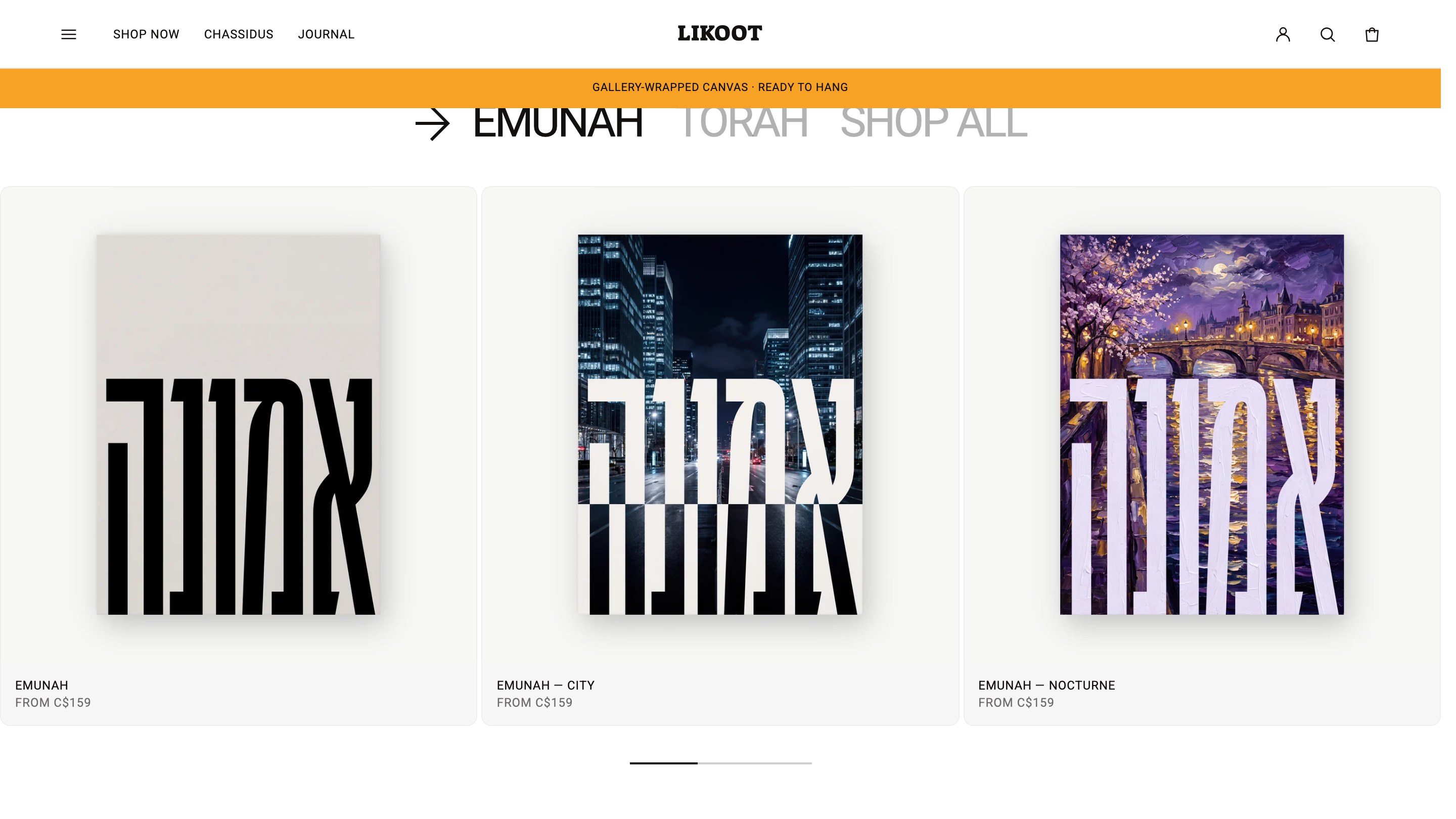 Likoot website, home, the Emunah series