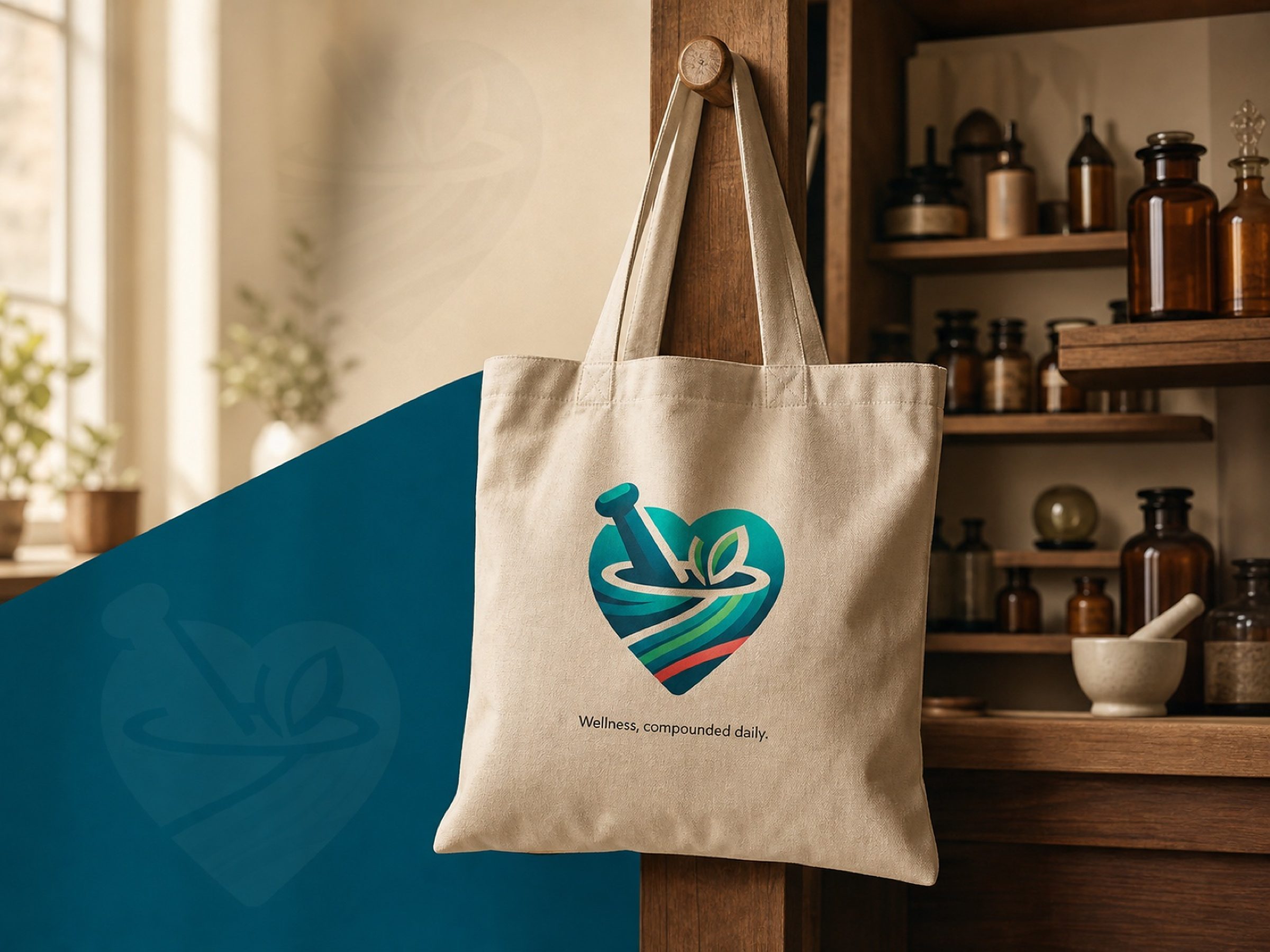 A tote for the regulars — same line that's on the phone screen, same mark, just canvas.