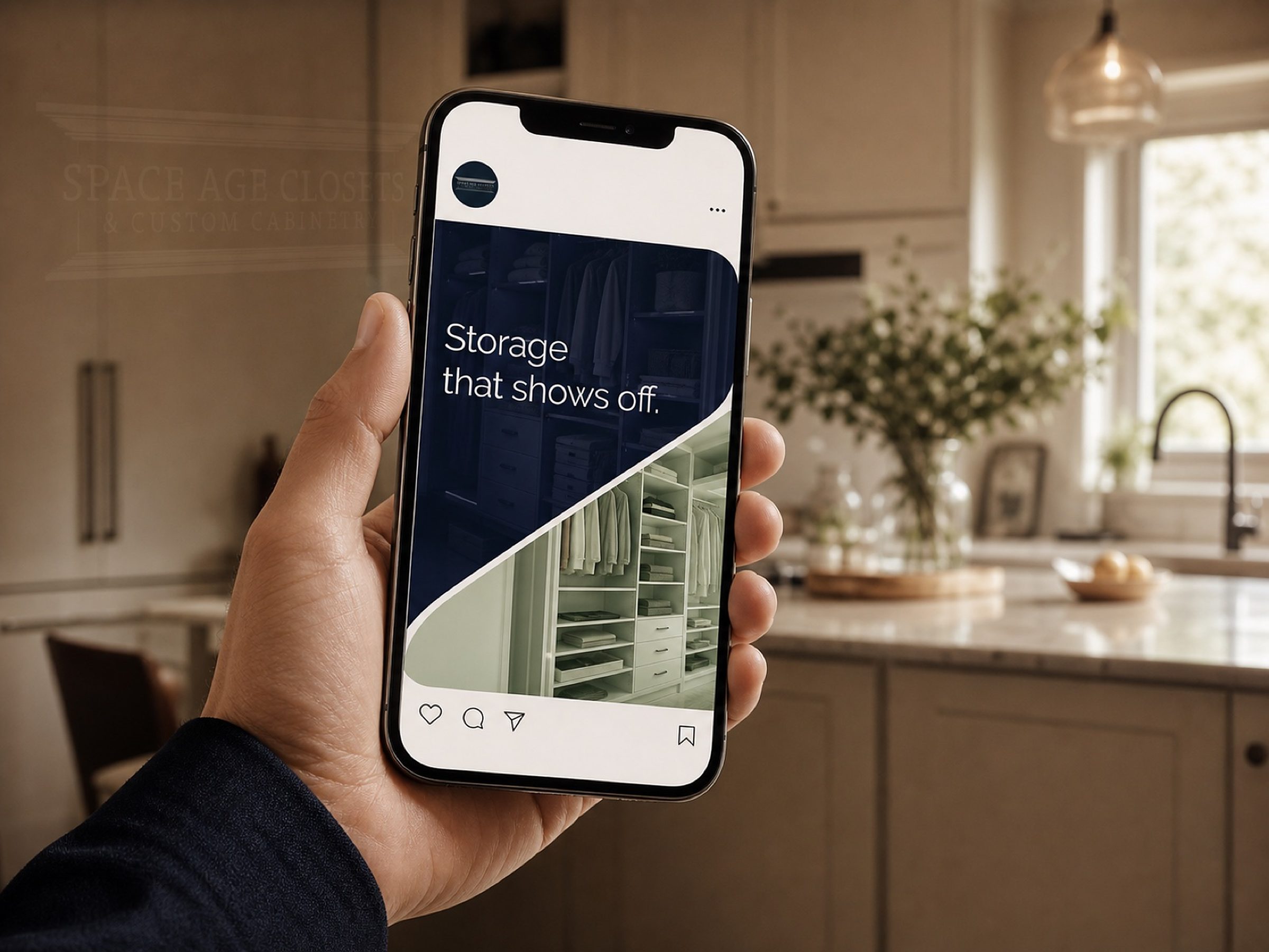 "Storage that shows off" — a post from the Space Age Instagram feed.