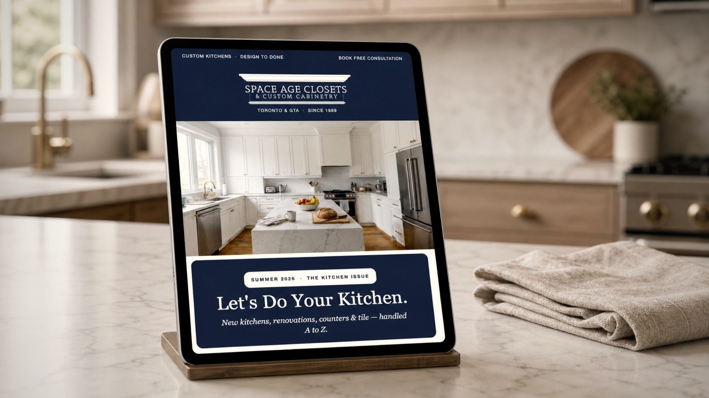 The Kitchen Issue newsletter — "Let's Do Your Kitchen," design to done.