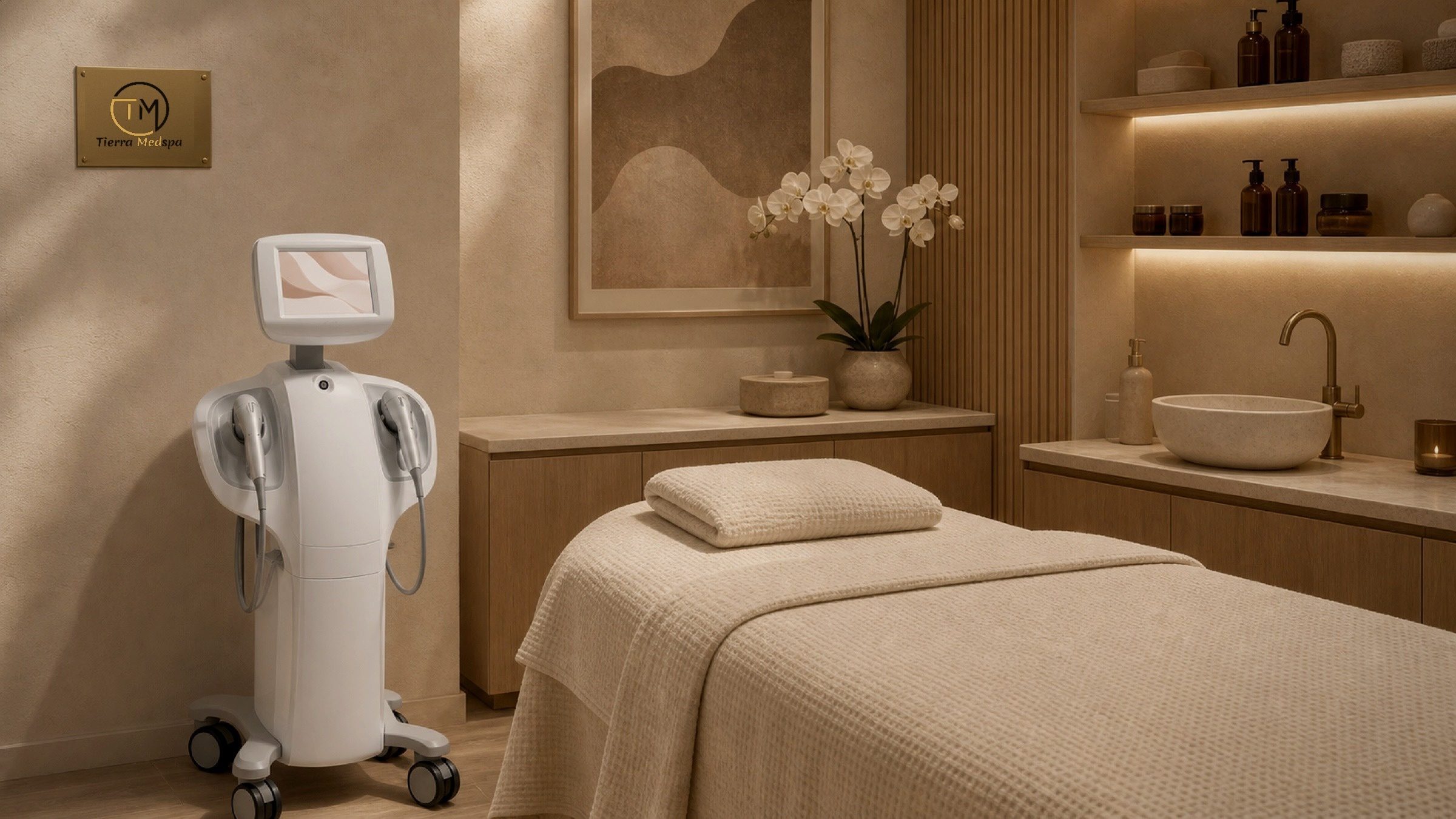 The HIFU unit parked bedside, ready for the next appointment.