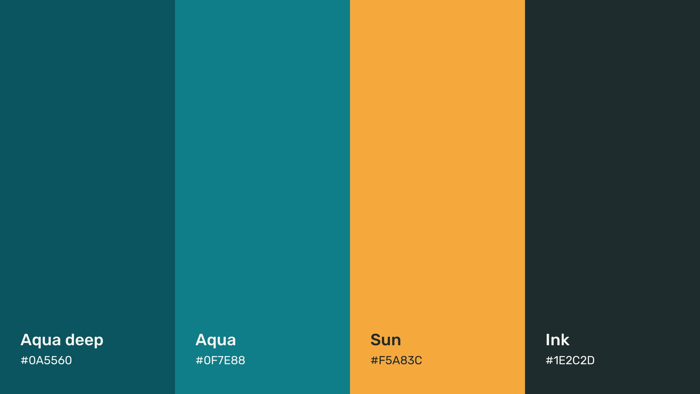 The eeyoon palette: aqua deep, aqua, sun and ink.
