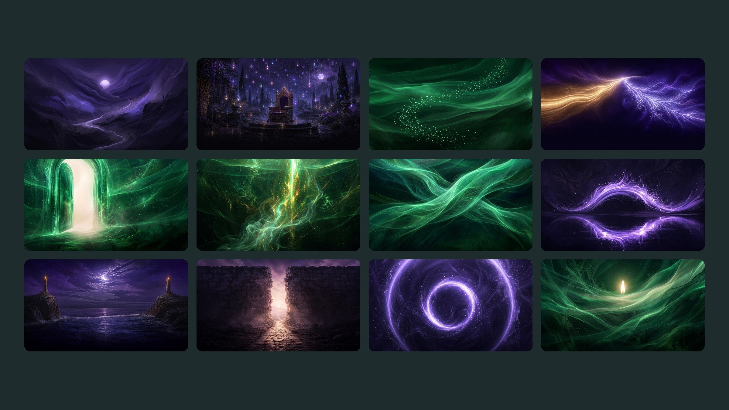 Twelve eeyoon series covers, every series with its own art.